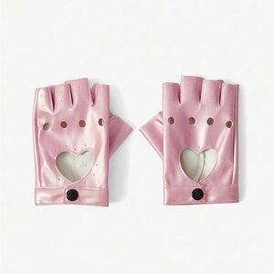 Pink Heart Cutout Gloves
